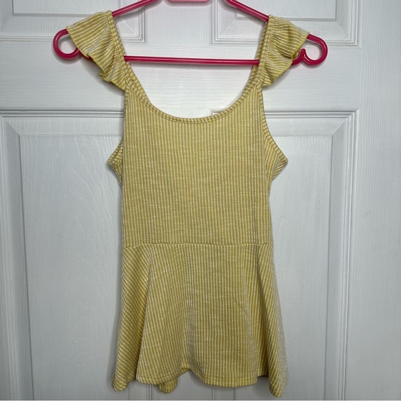 Caution To The Wind Top Sleeveless Ruffles Striped Yellow & White Sz Extra Small - Picture 10 of 16